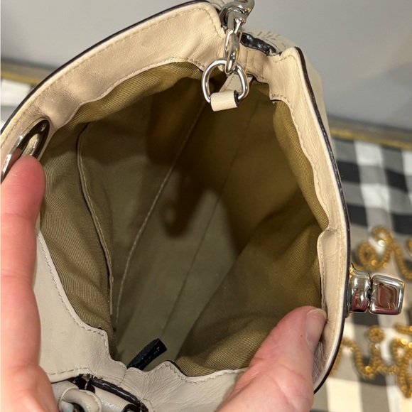 Coach Beige Leather Turn Lock Mini Bag/Wristlet GUC - Picture 5 of 5